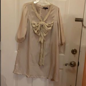 C.Luce beige sequin bow dress